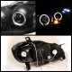 Toyota Corolla 2003-2008 Black Dual Halo Projector Headlights with LED