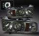 Dodge Ram 2500 Sport 1999-2002 Smoked CCFL Halo Projector Headlights with LED