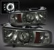 Dodge Ram 2500 Sport 1999-2002 Smoked CCFL Halo Projector Headlights with LED