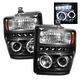 Ford F350 Super Duty 2008-2010 Black Dual Halo Projector Headlights with LED