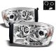 Dodge Ram 2006-2008 Clear Dual Halo Projector Headlights with LED