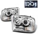 Ford F350 Super Duty 1999-2004 Clear Dual Halo Projector Headlights with LED