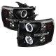 Chevy Silverado 3500HD 2007-2014 Black CCFL Halo Projector Headlights with LED