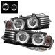 BMW 5 Series 1989-1995 Black Dual Halo Projector Headlights
