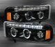 Dodge Ram 2500 1994-2001 Black Halo Projector Headlights with LED DRL