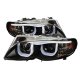 BMW 3 Series E46 Sedan 2002-2005 Black U-Bar Halo Projector Headlights
