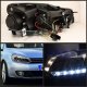 VW Golf GTI 2010-2012 Clear Projector Headlights with LED Daytime Running Lights