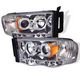 Dodge Ram 2002-2005 Clear Halo Projector Headlights with LED