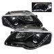 VW Passat 2006-2009 Black Projector Headlights with LED Daytime Running Lights
