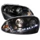 VW Rabbit 2006-2009 Black Projector Headlights with LED Daytime Running Lights