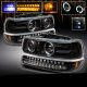 Chevy Silverado 1999-2002 Black Projector Headlights and LED Bumper Lights