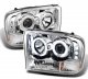 Ford F250 Super Duty 1999-2004 Clear CCFL Halo Projector Headlights with LED