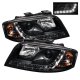 Audi A6 2002-2004 Black Projector Headlights with LED Daytime Running Lights