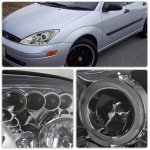 Ford Focus 2000-2004 Clear Dual Halo Projector Headlights with LED