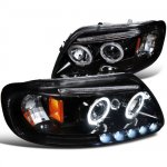 Ford Expedition 1997-2002 Black Smoked Halo Projector Headlights with LED Eyebrow