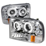 Ford F250 Super Duty 1999-2004 Clear CCFL Halo Projector Headlights with LED
