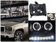 GMC Sierra Denali 2008-2013 Black Projector Headlights Halo LED DRL