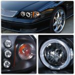 Chevy Impala 2000-2005 Black Dual Halo Projector Headlights with LED