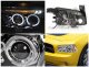 Dodge Charger 2006-2010 Clear Halo Projector Headlights with LED