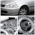 Honda Civic 1996-1998 Clear Dual Halo Projector Headlights with LED