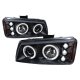 Chevy Silverado 3500 2003-2006 Black Halo Projector Headlights with LED