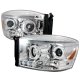 Dodge Ram 2006-2008 Clear Halo Projector Headlights with LED