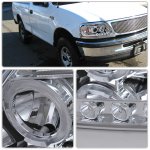 Ford Expedition 1997-2002 Clear Halo Projector Headlights with LED Eyebrow