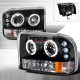 Ford F250 Super Duty 1999-2004 Black CCFL Halo Projector Headlights with LED