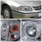 Chevy Impala 2000-2005 Clear Dual Halo Projector Headlights with LED