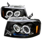 Ford F150 2004-2008 Black Dual Halo Projector Headlights with LED