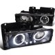 Chevy Suburban 1992-1999 Black Projector Headlights with Halo and LED