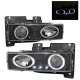 Chevy 1500 Pickup 1988-1998 Black Projector Headlights with Halo and LED