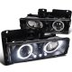 GMC Sierra 1988-1998 Black Projector Headlights with Halo and LED