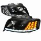 Audi A6 2002-2004 Black HID Projector Headlights with LED Corner Lights