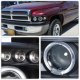 Dodge Ram 3500 1994-2002 Smoked LED Eyebrow Projector Headlights with Halo