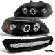 Honda Civic 1996-1998 JDM Black Dual Halo Projector Headlights and Mesh Grille