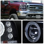 Ford F350 Super Duty 1999-2004 Smoked Halo Projector Headlights with LED