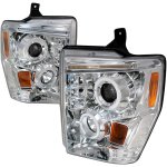 Ford F350 Super Duty 2008-2010 Clear Dual Halo Projector Headlights with LED