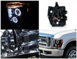 Ford F450 Super Duty 2008-2010 Smoked Halo Projector Headlights with LED
