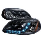 Honda Civic 1996-1998 Black Projector Headlights with LED Daytime Running Lights