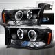 Dodge Ram 2002-2005 Black Dual Halo Projector Headlights with LED