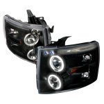 Chevy Silverado 2007-2013 Black CCFL Halo Projector Headlights with LED Eyebrow