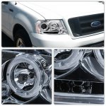 Ford F150 2004-2008 Clear Dual Halo Projector Headlights with LED