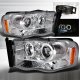 Dodge Ram 2500 2003-2005 Chrome Dual Halo Projector Headlights with LED
