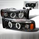 Dodge Ram 1994-2001 Black CCFL Halo Projector Headlights with LED