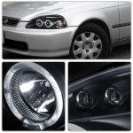 Honda Civic 1996-1998 JDM Black Dual Halo Projector Headlights with LED