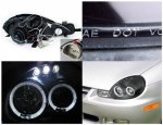 Dodge Neon 2000-2002 Black Dual Halo Projector Headlights with LED