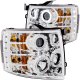 Chevy Silverado 2500HD 2007-2014 Clear Projector Headlights with CCFL Halo and LED