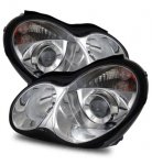 Mercedes Benz C Sedan 2001-2007 Projector Headlights Chrome