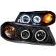 Chevy Impala 2000-2005 Black Projector Headlights with CCFL Halo and LED